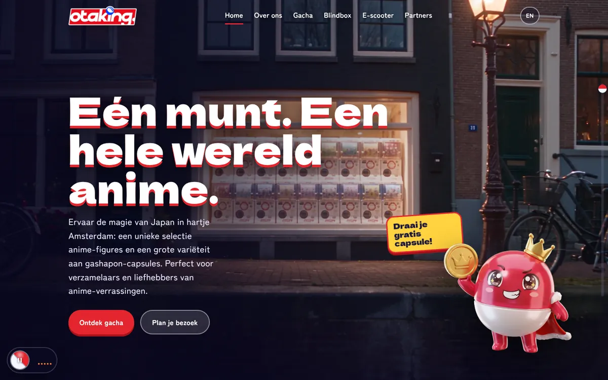 De website van The Otaking Amsterdam, ontworpen en gebouwd door Web4Work